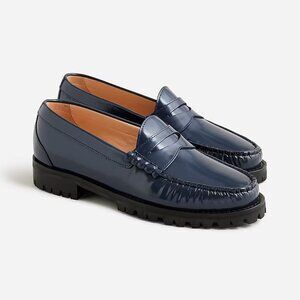 J.Crew Winona Lug- Sole Penny Loafers in Leather NEW Dark evening Size 8